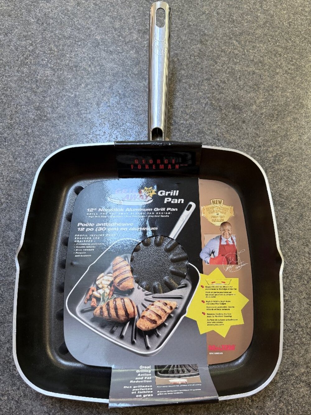 George Forman 12" Nonstick Aluminum Grill Pan New!